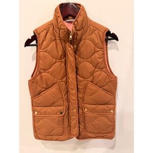 J.Crew Signature Puffer‎ Vest Small Brown Quilted Primaloft Snap Zip